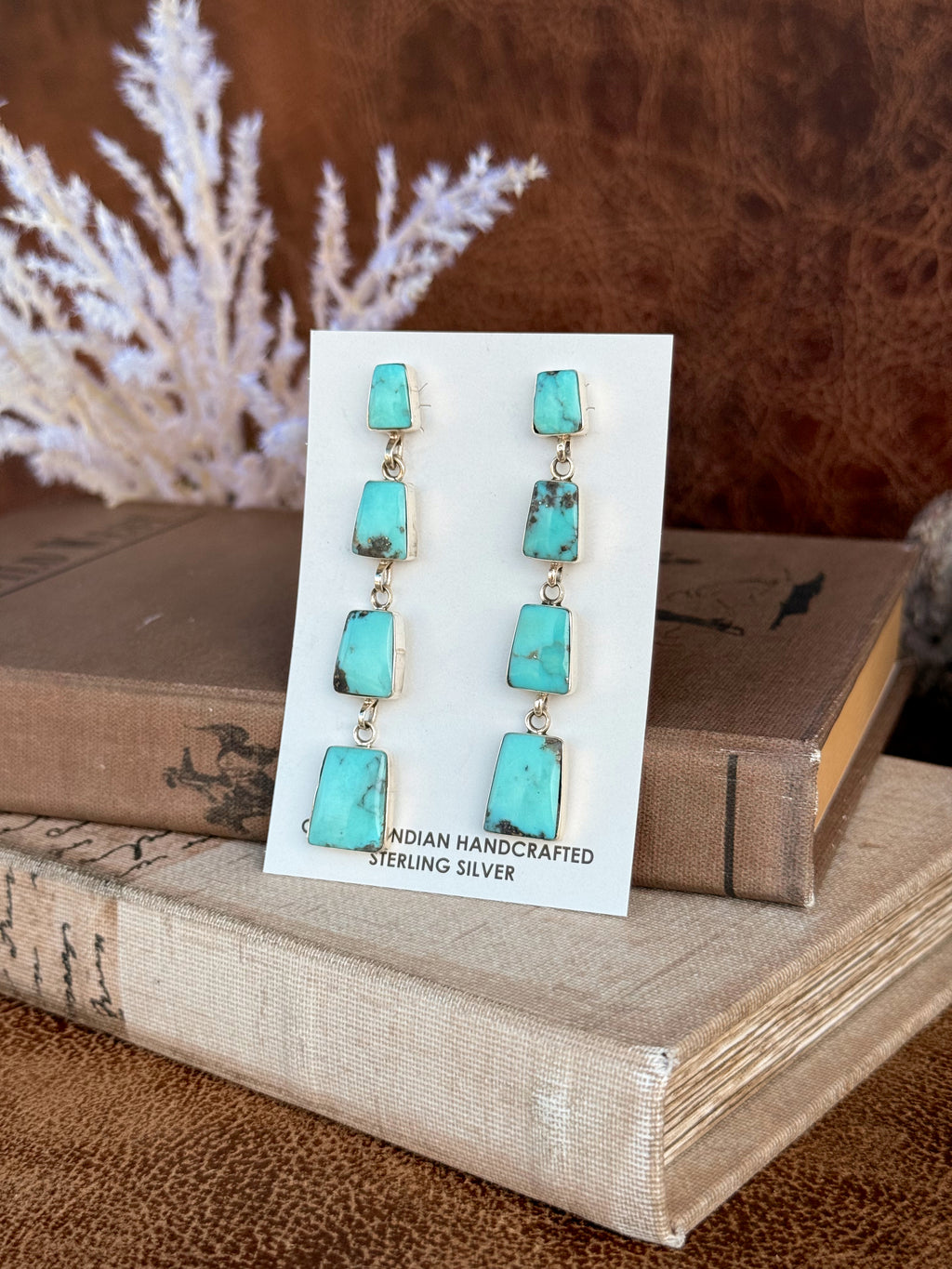 The Running Bear Kingman Turquoise Dangle Earrings