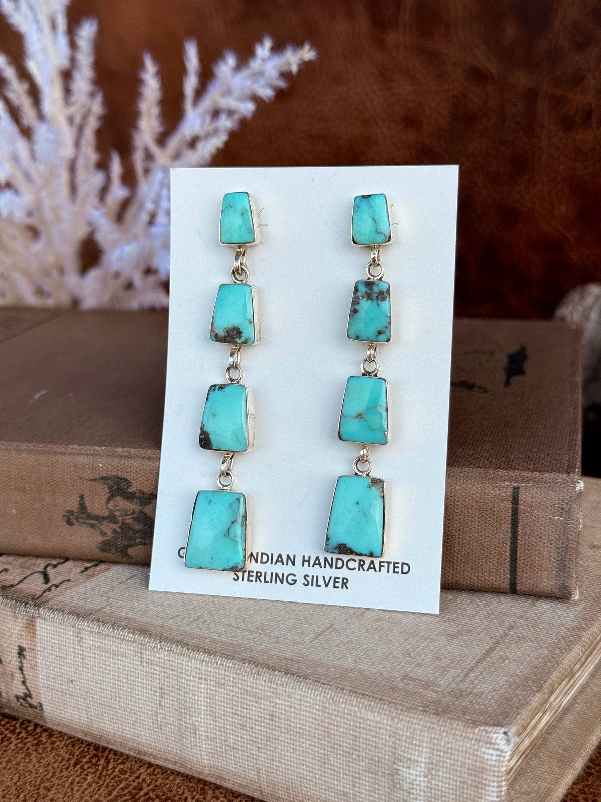 The Running Bear Kingman Turquoise Dangle Earrings