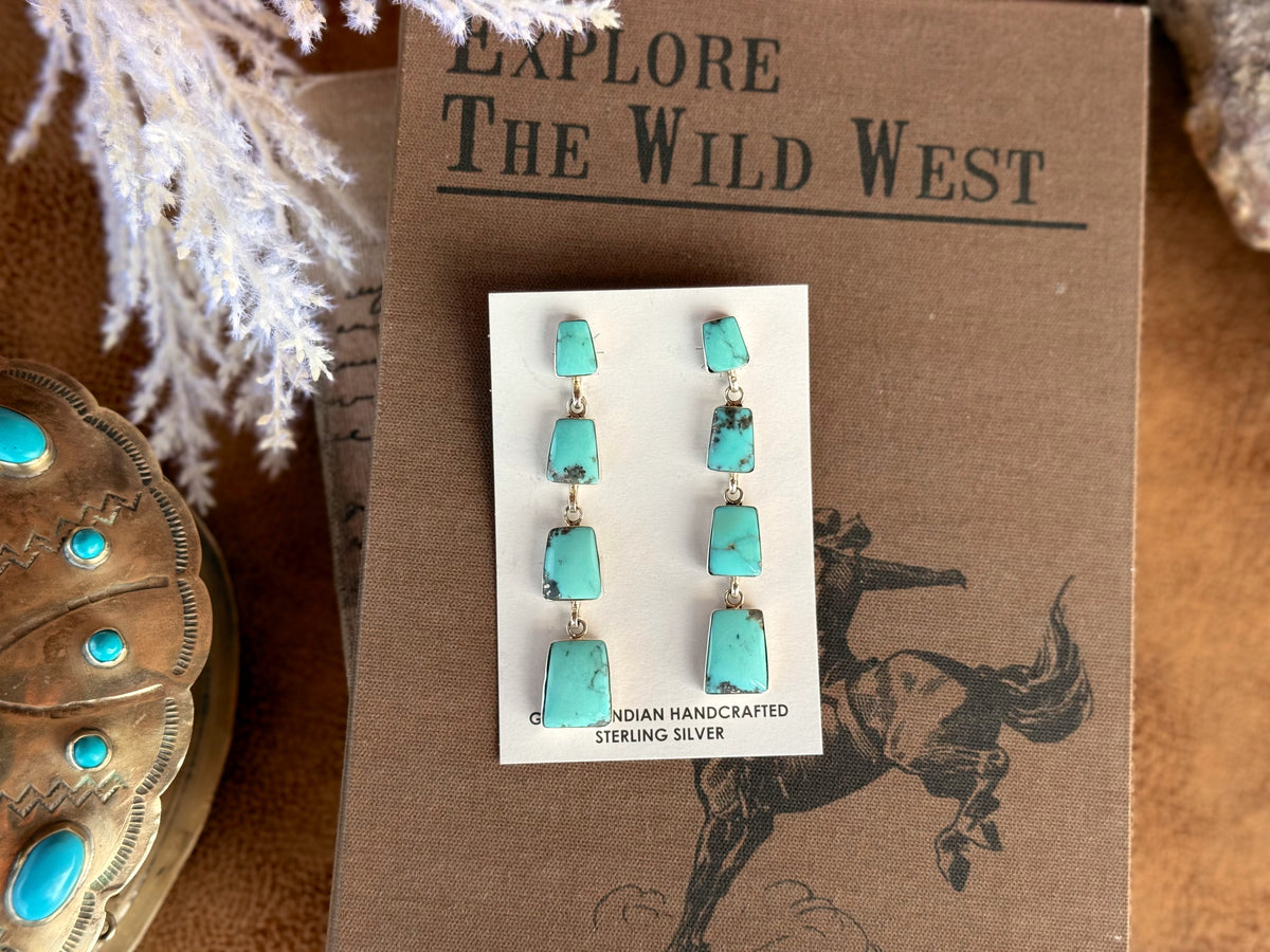 The Running Bear Kingman Turquoise Dangle Earrings